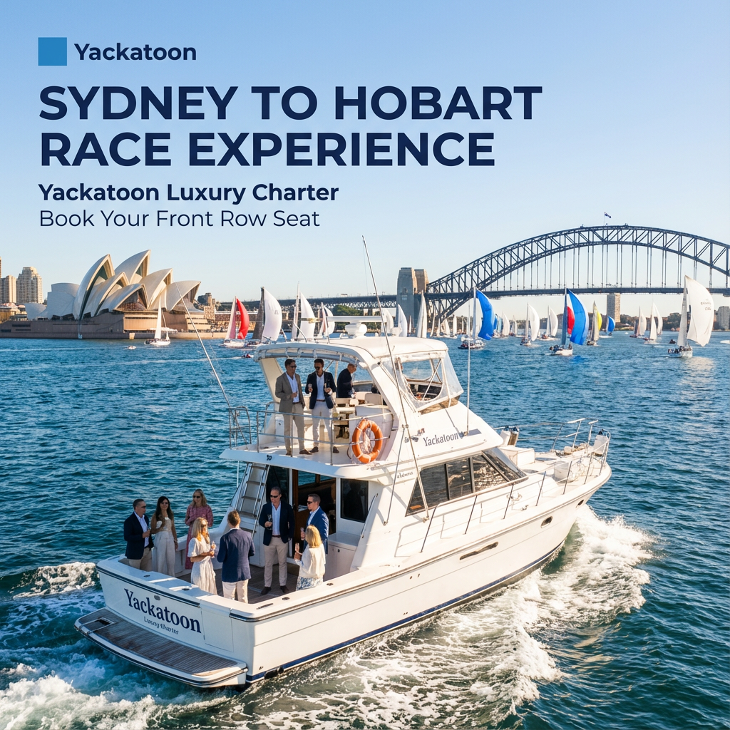 Yackatoon Sydney Harbour race-day charter promotional artwork